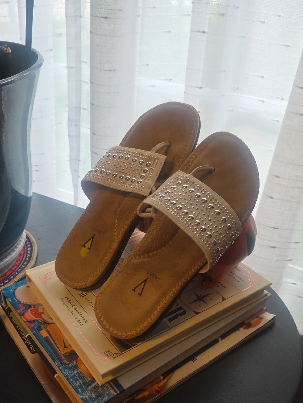 Studded Off- White Sandals